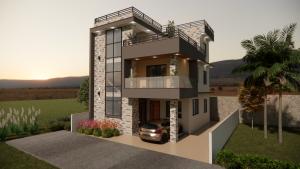 A 2.5-storeys modern design residential house in Tokha.