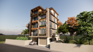A completed semi-commercial building construction project by ST Builders in Baneshwor, Kathmandu.