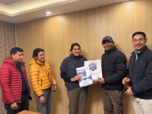 Client signing a residential construction agreement with ST Builders in Kathmandu.