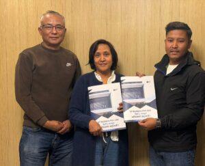 Er. Milan Nepali of ST Builders with homeowners during construction contract signing for a house construction project in Nepal.