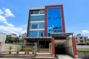 A commercial building in Tinkune, Kathmandu, completed by ST Builders.