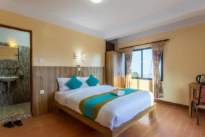 Room interior at Naikap Village Resort designed by ST Builders.
