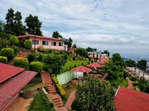 Naikap Village Resort built on steep hillside terrain in Kathmandu
